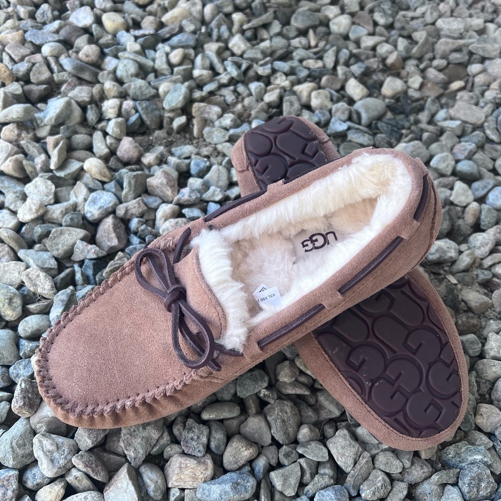 UGG Brown Suede Moccasin Slippers-Ashley style (I think)